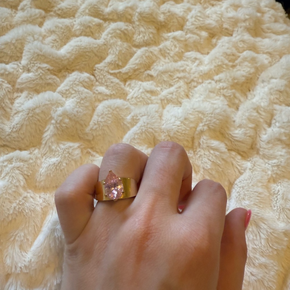 Gold Ring with Pink Gemstone
